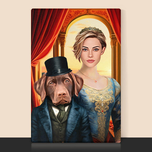 Koninklijk Portret: Hertogin Met Huisdier - Afdruk Met Frame 30X40 (Verticaal)