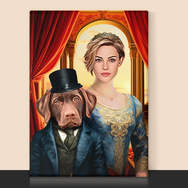 Koninklijk Portret: Hertogin Met Huisdier - Afdruk Met Frame 30X40 (Verticaal)