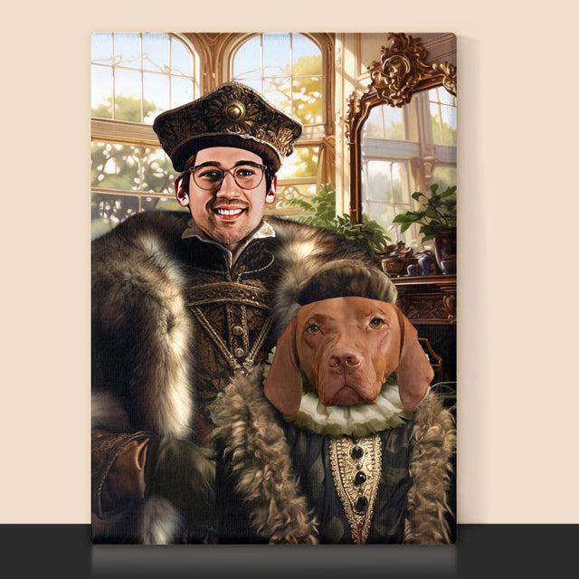Koninklijk Portret: Adel Met Huisdier - Afdruk Met Frame 30X40 (Verticaal)