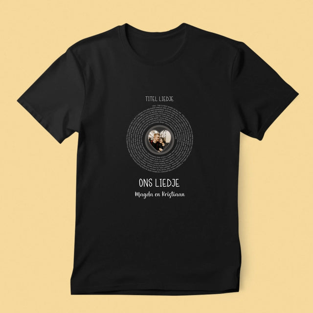Foto En Handtekening: Ons Liedje Met Tekst - T-Shirt Voor Heren