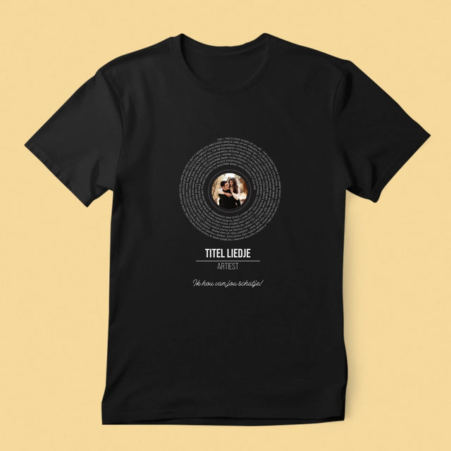 Foto En Handtekening: Songtekst Op Vinyl Lp - T-Shirt Voor Heren