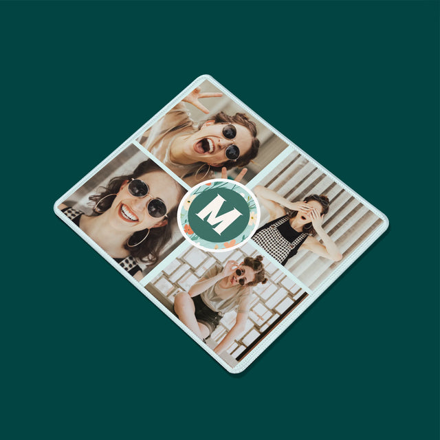 Fotocollage: Monogram Bloemen - Muismat