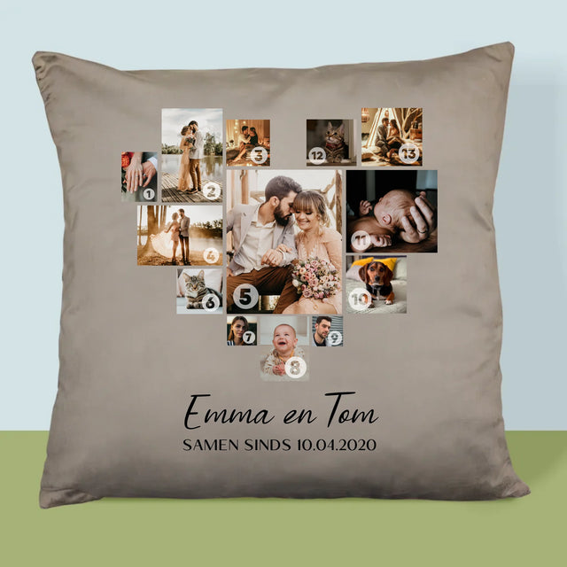 Fotocollage: Fotocollage Hart - Kussen (Monogram)