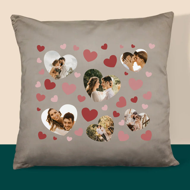 Fotocollage: Hartjes Foto'S - Kussen (Monogram)