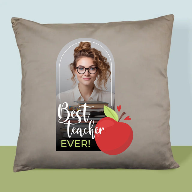 Foto En Handtekening: Best Teacher Ever - Kussen (Monogram)