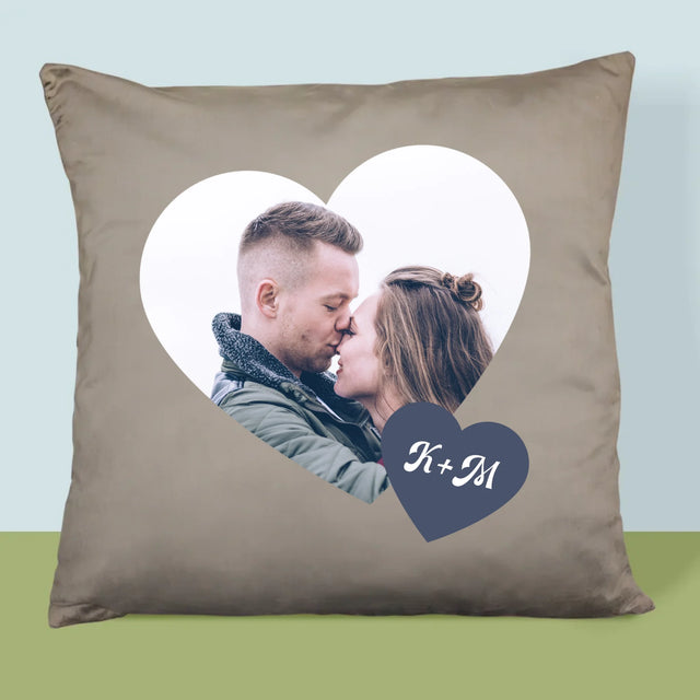 Fotocollage: Initialen Hart - Kussen (Monogram)