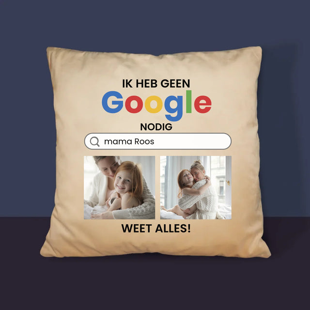 Fotocollage: Ik Heb Geen Google Nodig - Kussen (Monogram)