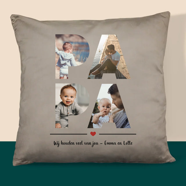 Woord Van Foto'S: Papa  - Kussen (Monogram)