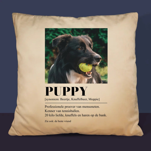 Foto En Handtekening: Huisdier Definitie - Kussen (Monogram)