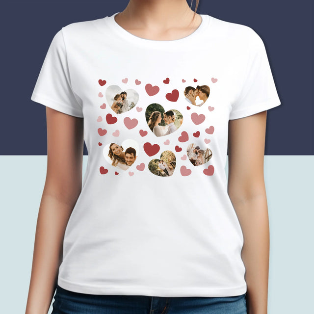 Fotocollage: Hartjes Foto'S - T-Shirt Voor Dames