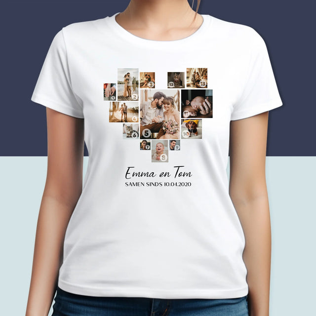 Fotocollage: Fotocollage Hart - T-Shirt Voor Dames