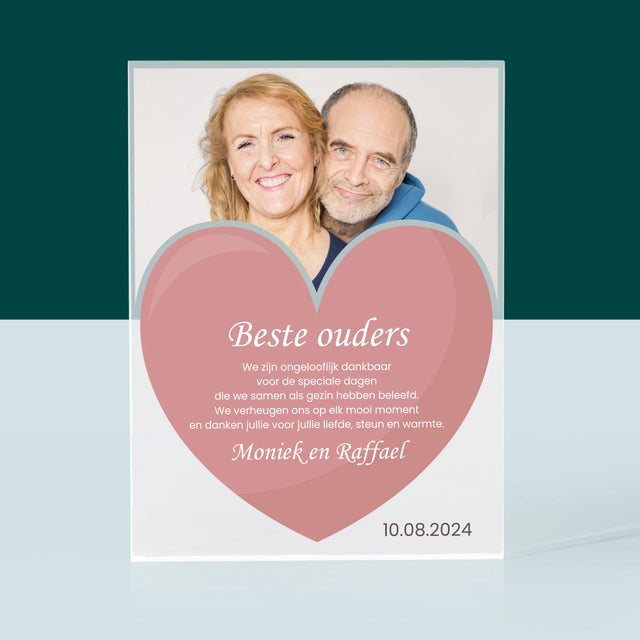 Foto En Handtekening: Beste Ouders - Acryl Blok