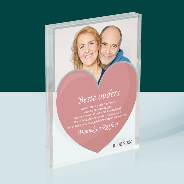Foto En Handtekening: Beste Ouders - Acryl Blok
