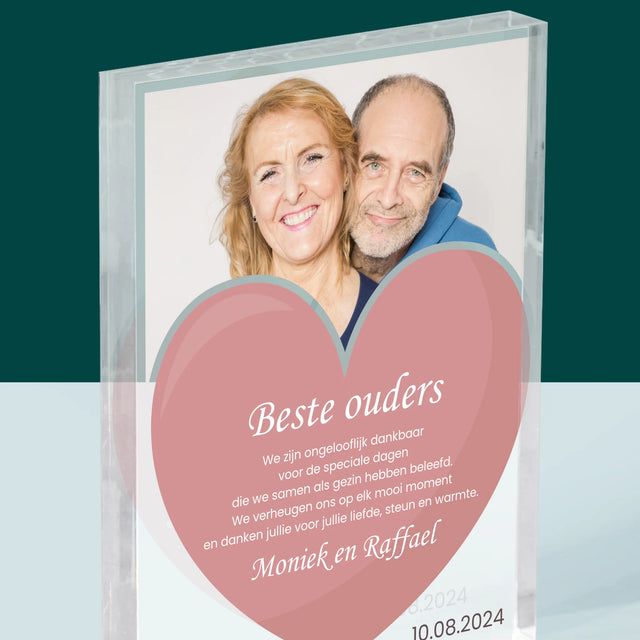 Foto En Handtekening: Beste Ouders - Acryl Blok