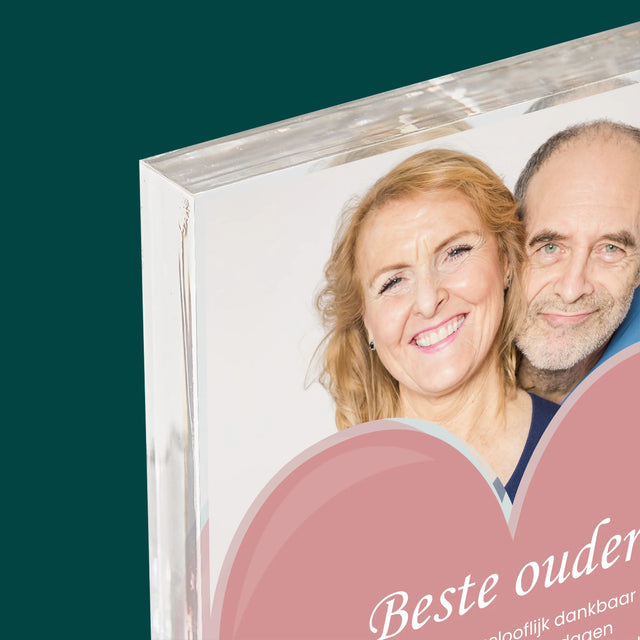 Foto En Handtekening: Beste Ouders - Acryl Blok