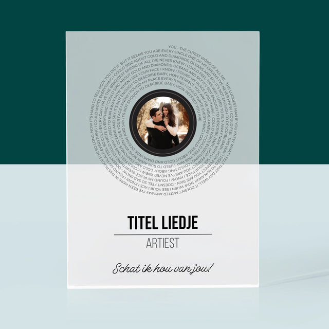 Foto En Handtekening: Songtekst Op Vinyl Lp - Acryl Blok