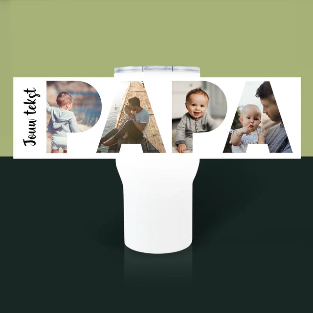 Woord Van Foto'S: Papa  - Thermische Mok Wit