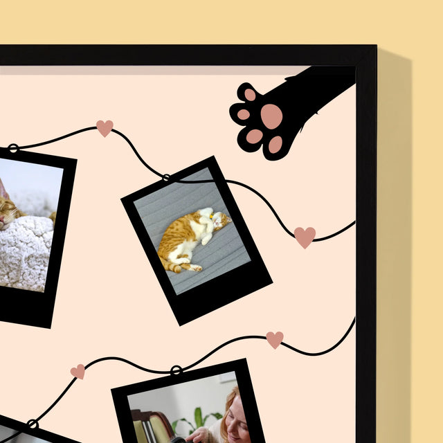 Fotocollage: Polaroid Kattenmama - Afdruk Met Frame 30X40 (Verticaal)