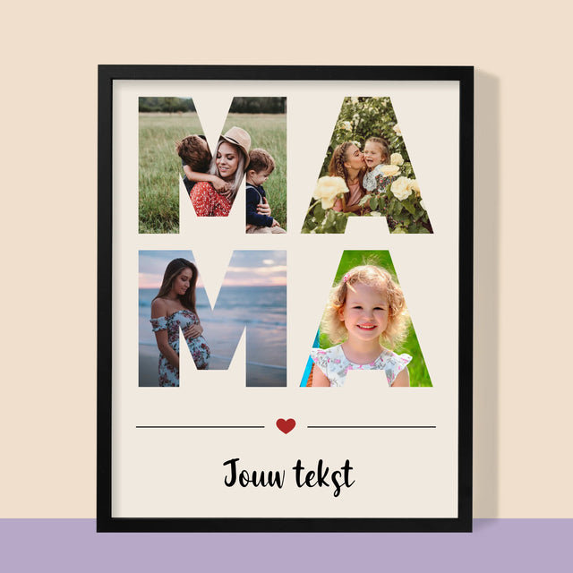 Woord Van Foto'S: Mama - Afdruk Met Frame 30X40 (Verticaal)