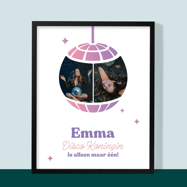 Fotocollage: Disco Koningin  - Afdruk Met Frame 30X40 (Verticaal)