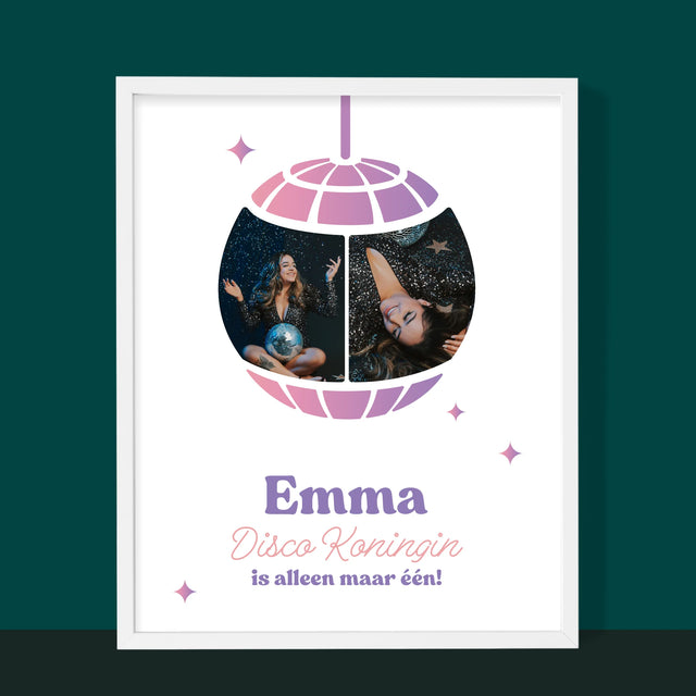 Fotocollage: Disco Koningin  - Afdruk Met Frame 30X40 (Verticaal)