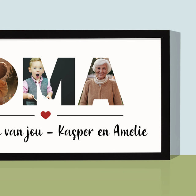 Woord Van Foto'S: Oma - Afdruk Met Frame 20X40 (Horizontaal)