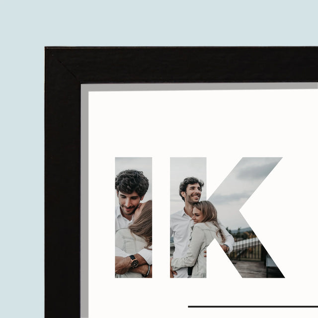 Woord Van Foto'S: Houden Van  - Afdruk Met Frame 20X40 (Horizontaal)