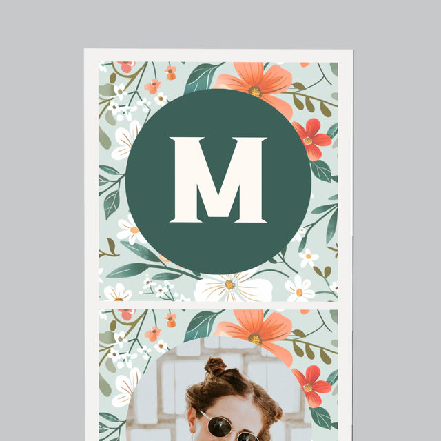 Fotocollage: Monogram Bloemen - Koelkast Magneet