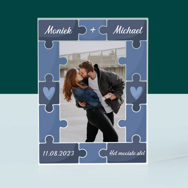 Foto En Handtekening: Puzzel + Foto  - Acryl Blok