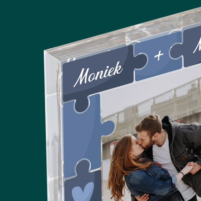 Foto En Handtekening: Puzzel + Foto  - Acryl Blok