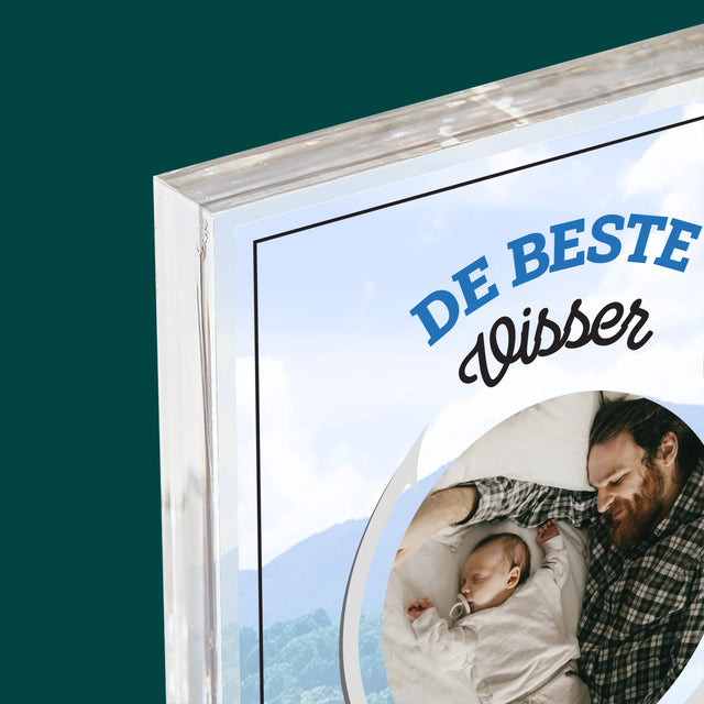 Foto En Handtekening: De Beste Visser Papa - Acryl Blok