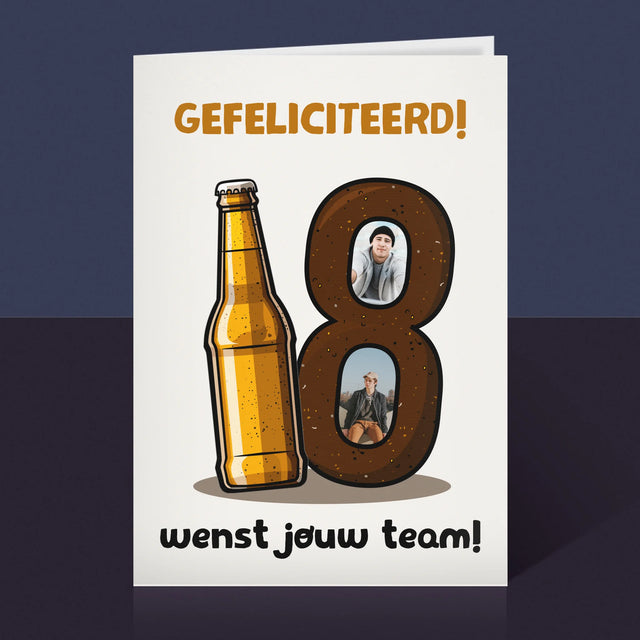 Fotocollage: 18 Pintje - Wenskaart