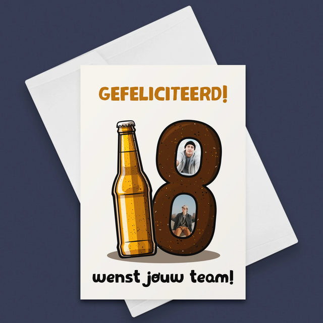 Fotocollage: 18 Pintje - Wenskaart