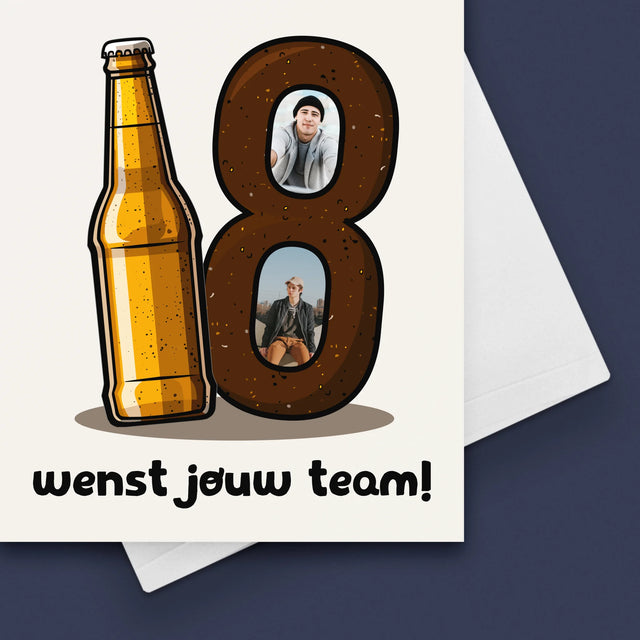 Fotocollage: 18 Pintje - Wenskaart