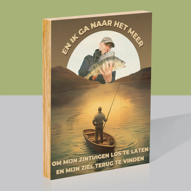 Foto En Handtekening: En Ik Ga Naar Het Meer - Afdruk Op Hout (Verticaal)