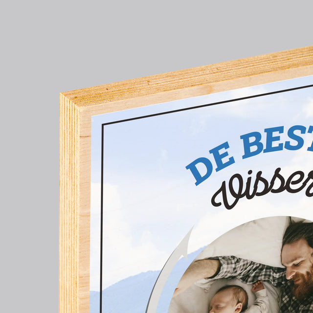 Foto En Handtekening: De Beste Visser Papa - Afdruk Op Hout (Verticaal)
