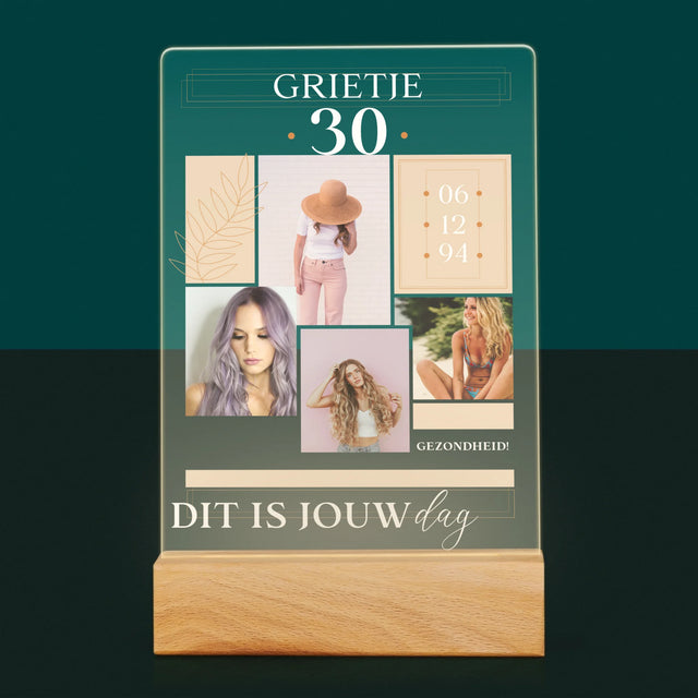 Fotocollage: Dit Is Jouw Dag - Afdruk Op Acrylglas (Verticaal)