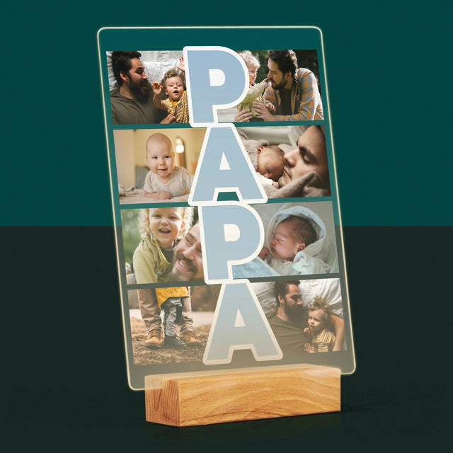 Fotocollage: Tekst Papa - Afdruk Op Acrylglas (Verticaal)