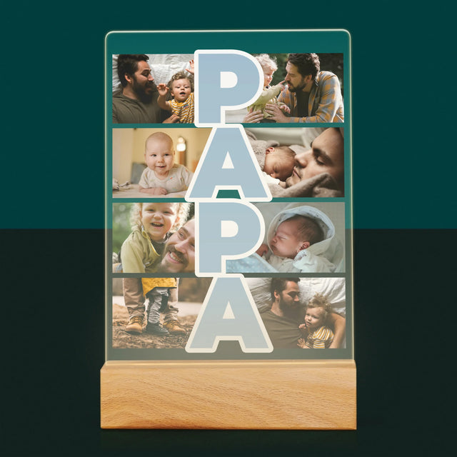 Fotocollage: Tekst Papa - Afdruk Op Acrylglas (Verticaal)