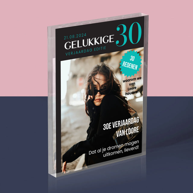 Omslag Van Tijdschrift: Gelukkige 30 - Acryl Blok