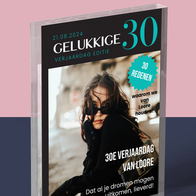 Omslag Van Tijdschrift: Gelukkige 30 - Acryl Blok