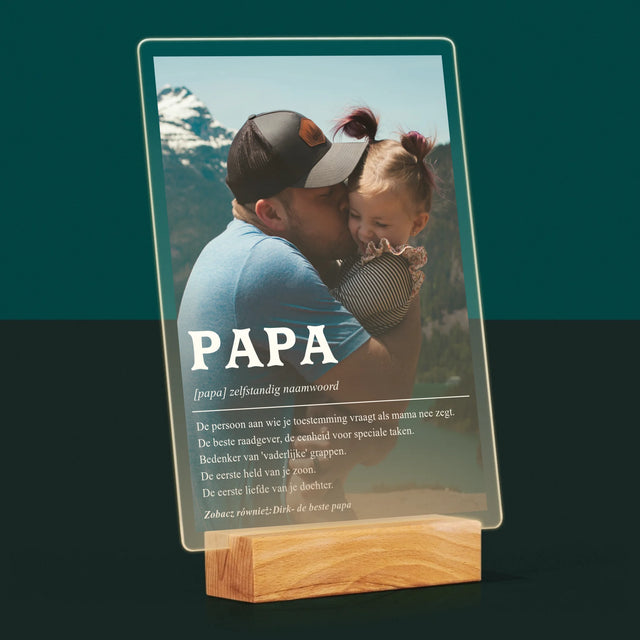 Foto En Handtekening: Definitie Papa - Afdruk Op Acrylglas (Verticaal)
