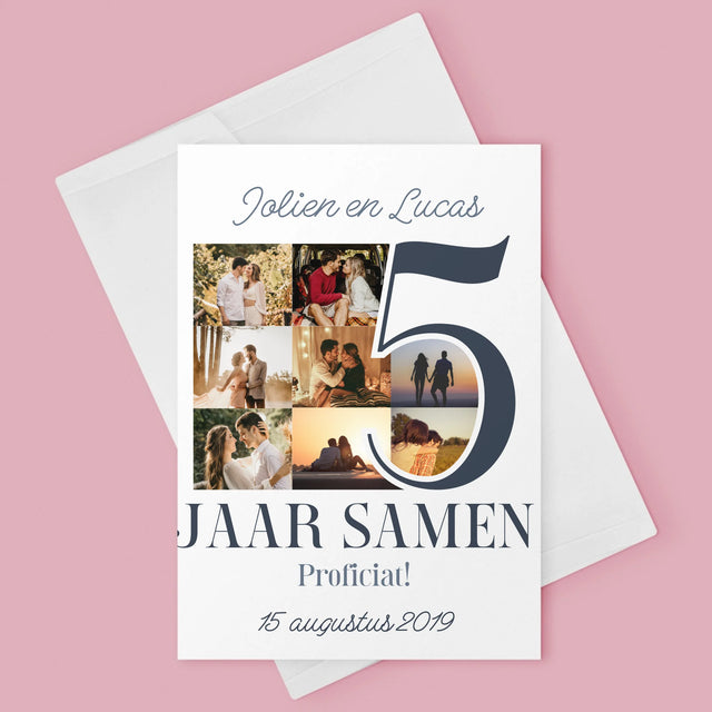 Fotocollage: 5 Jaar Samen - Wenskaart