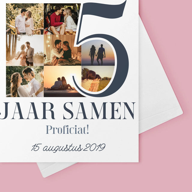 Fotocollage: 5 Jaar Samen - Wenskaart