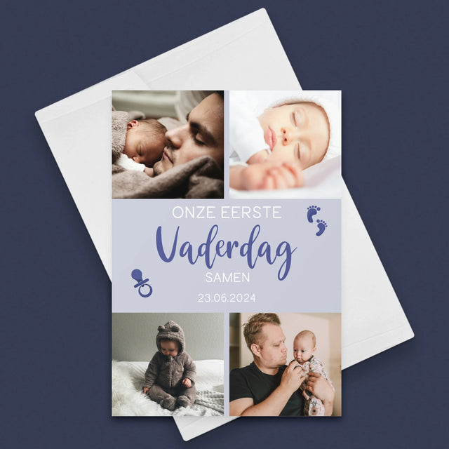 Fotocollage: Onze Eerste Vaderdag - Wenskaart