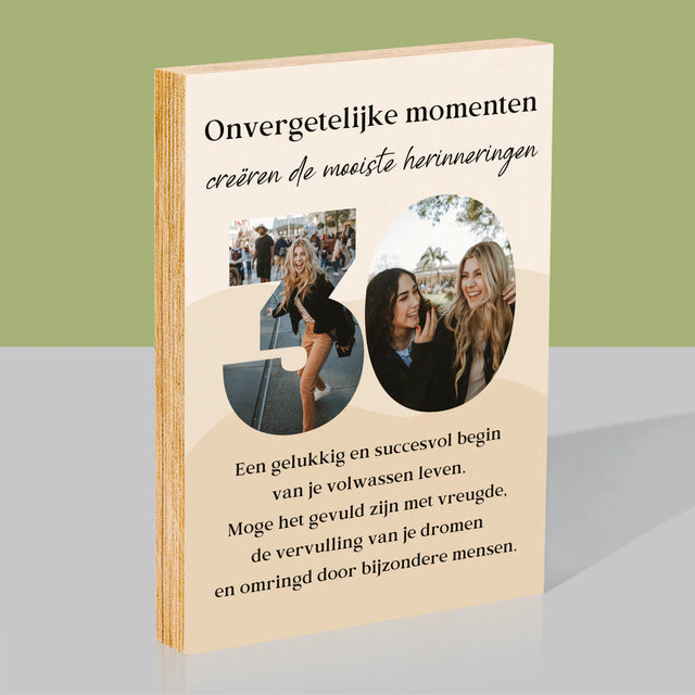 Woord Van Foto'S: 30E Verjaardag - Afdruk Op Hout (Verticaal)