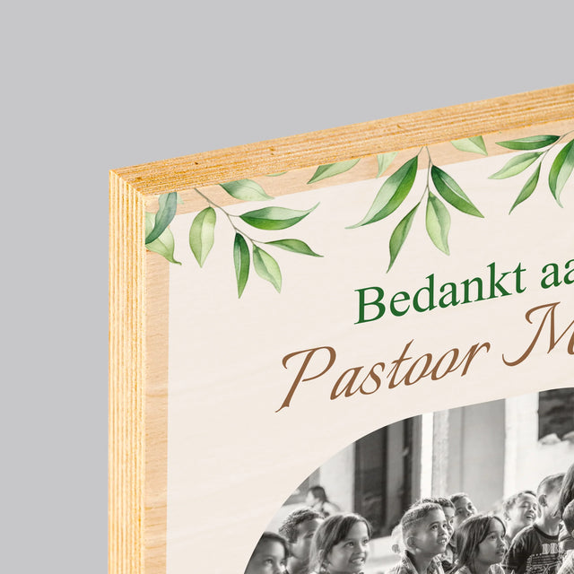 Foto En Handtekening: Bedankt Aan Passtoor, Communnie

 - Afdruk Op Hout (Verticaal)