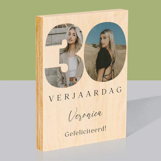 Woord Van Foto'S: 30E Verjaardag Handtekening - Afdruk Op Hout (Verticaal)