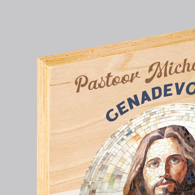 Naam En Handtekening : Genadevolle Priester - Afdruk Op Hout (Verticaal)