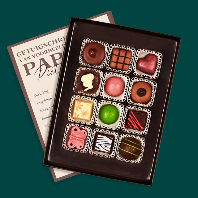 Fotocollage: Getuigschrift Van Voorbeeldige Papa - Pralines